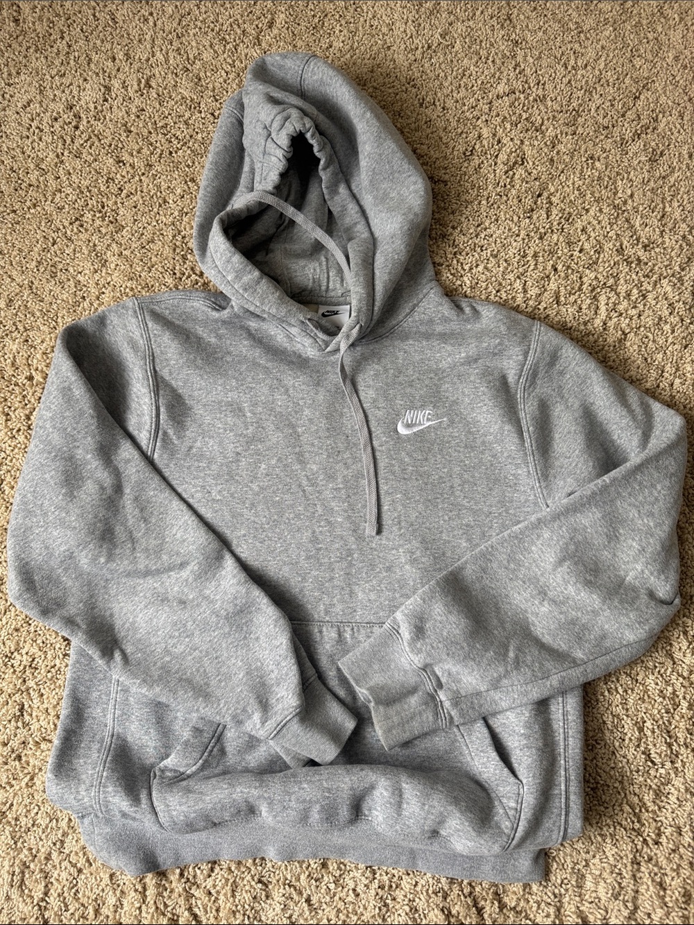 Nike Men's Heather Gray Hooded Sweatshirt with Small Swoosh